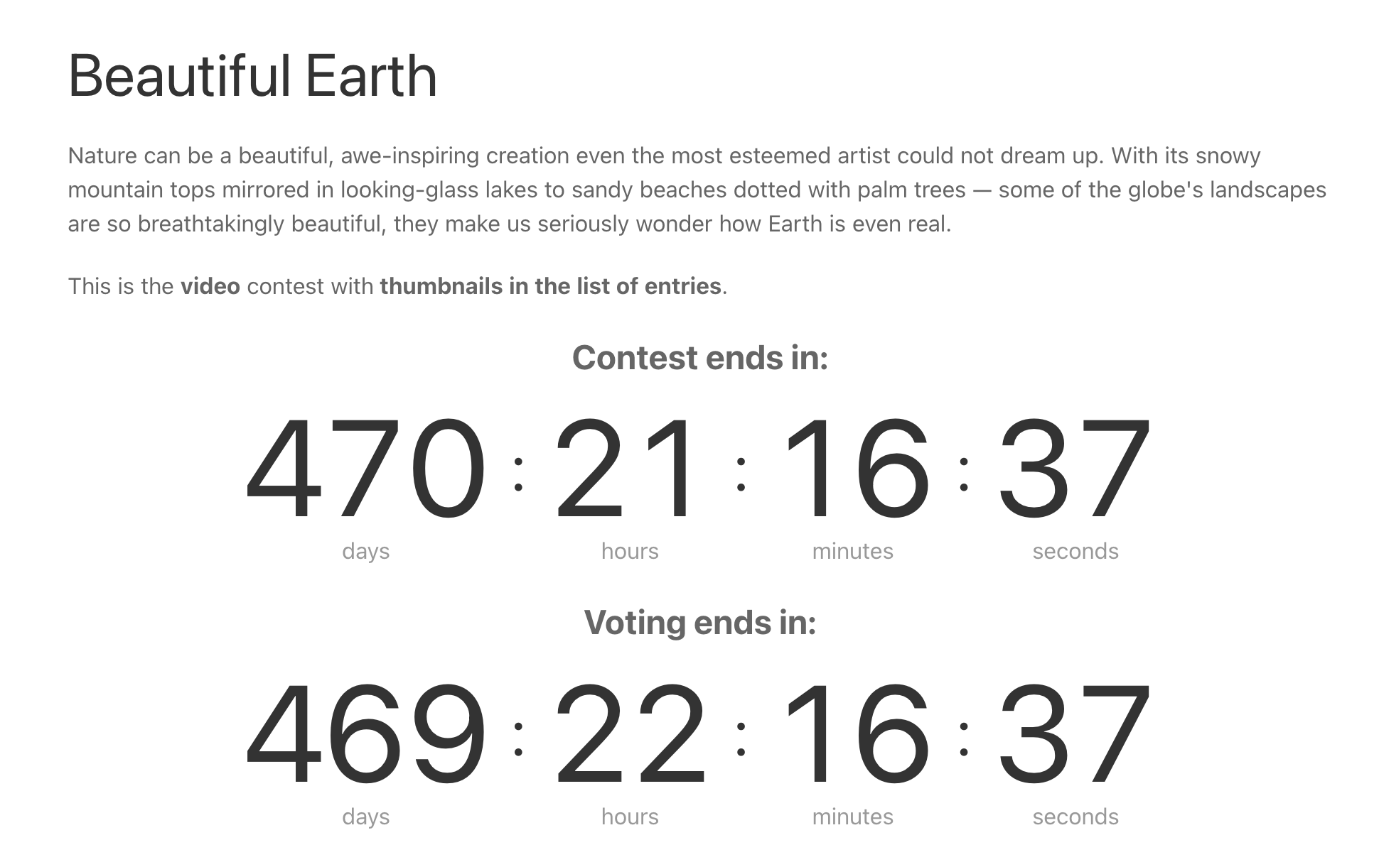 NorrCompetition Contest layout - front-end