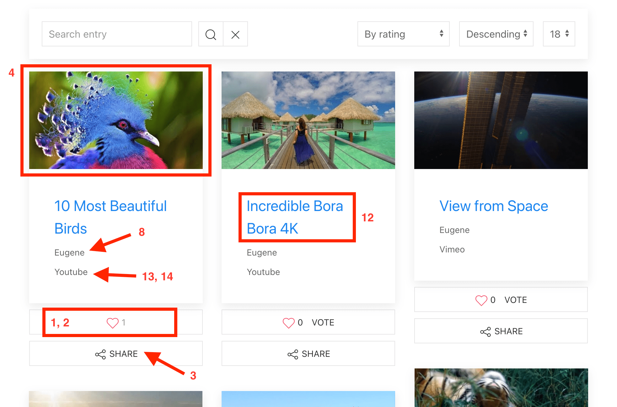 NorrCompetition - listing options - front-end