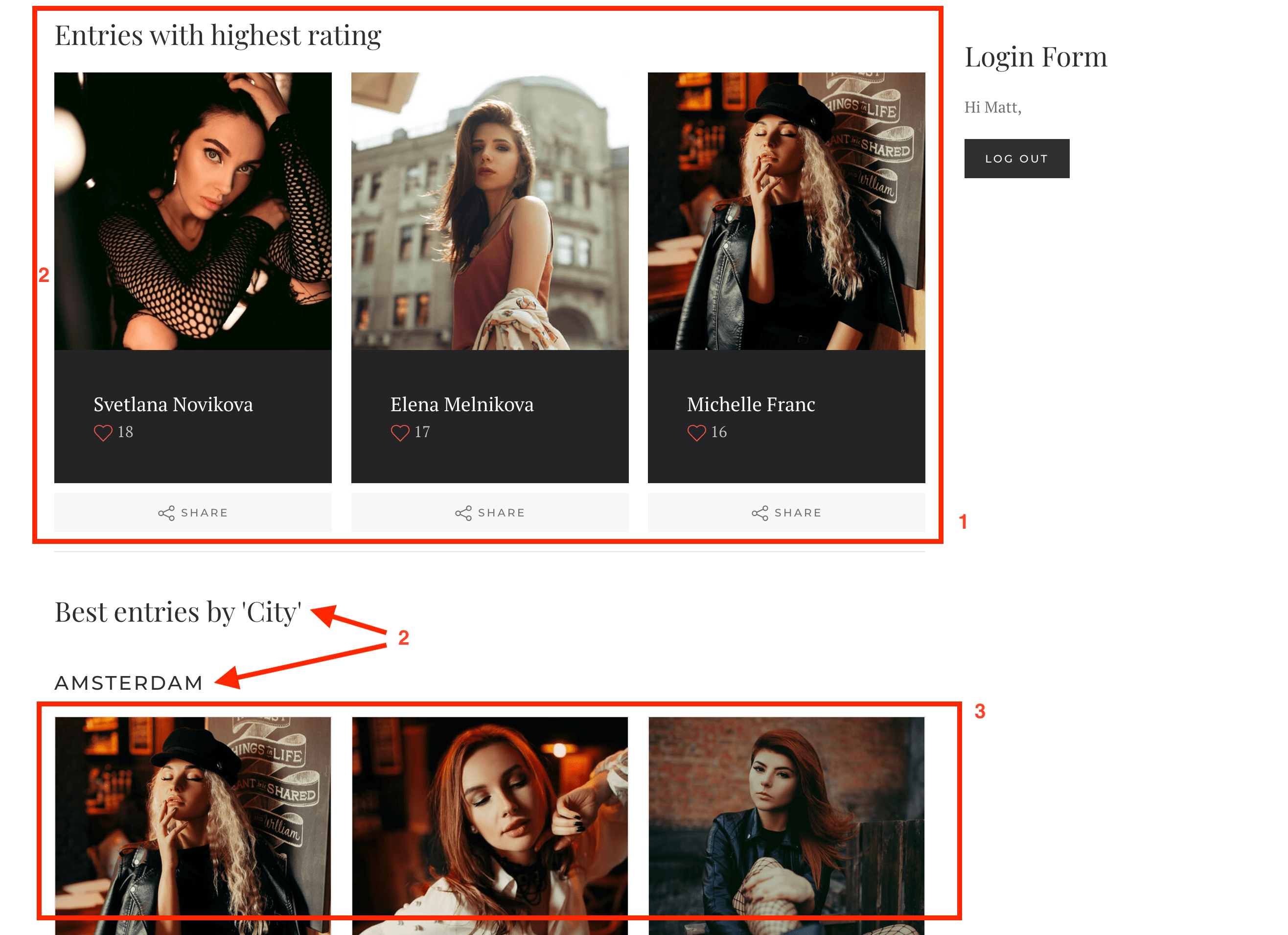 Completed Contest. Result on the Front-end
