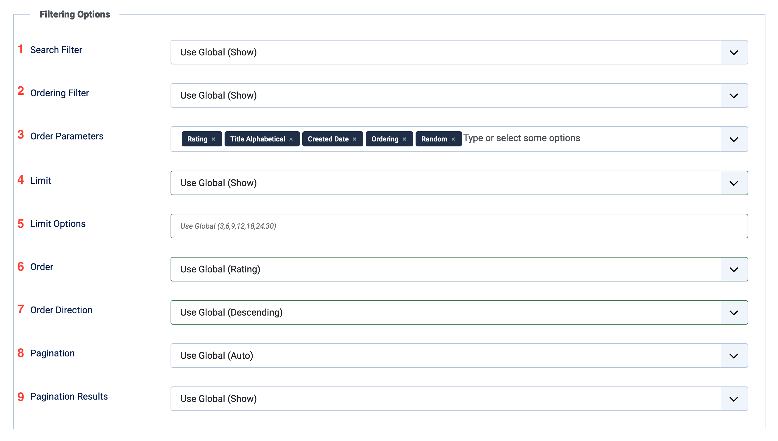 NorrCompetition - Contest Layout - Filtering options