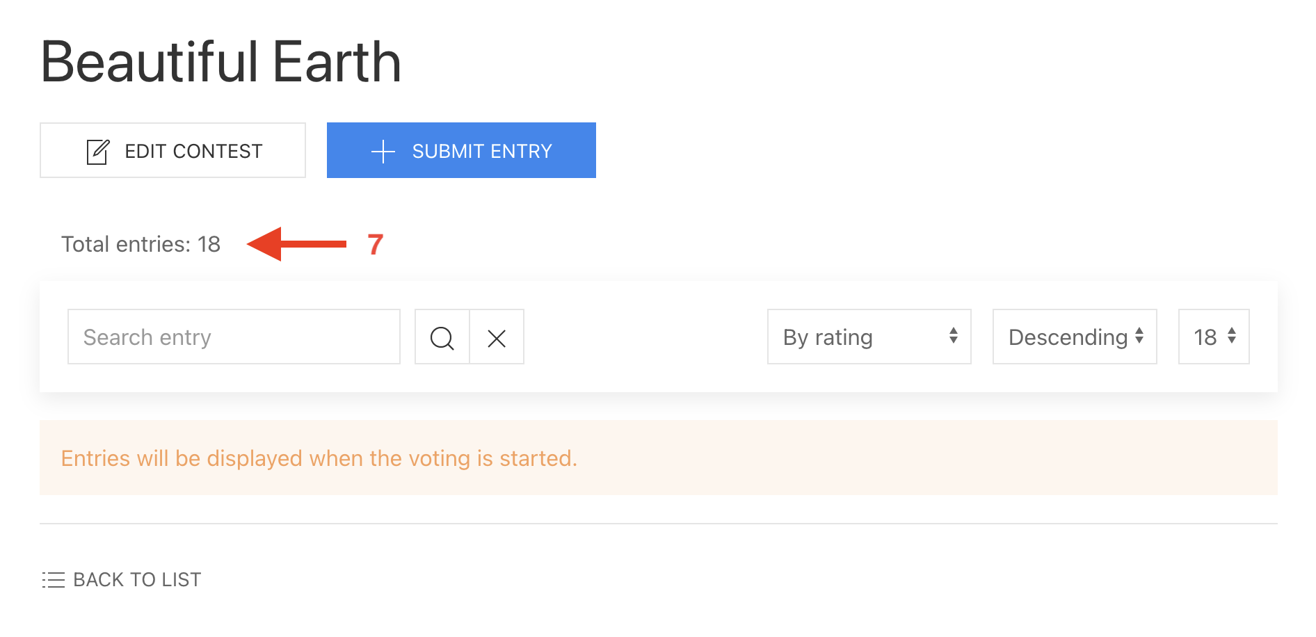 NorrCompetition Contest - Display total entries