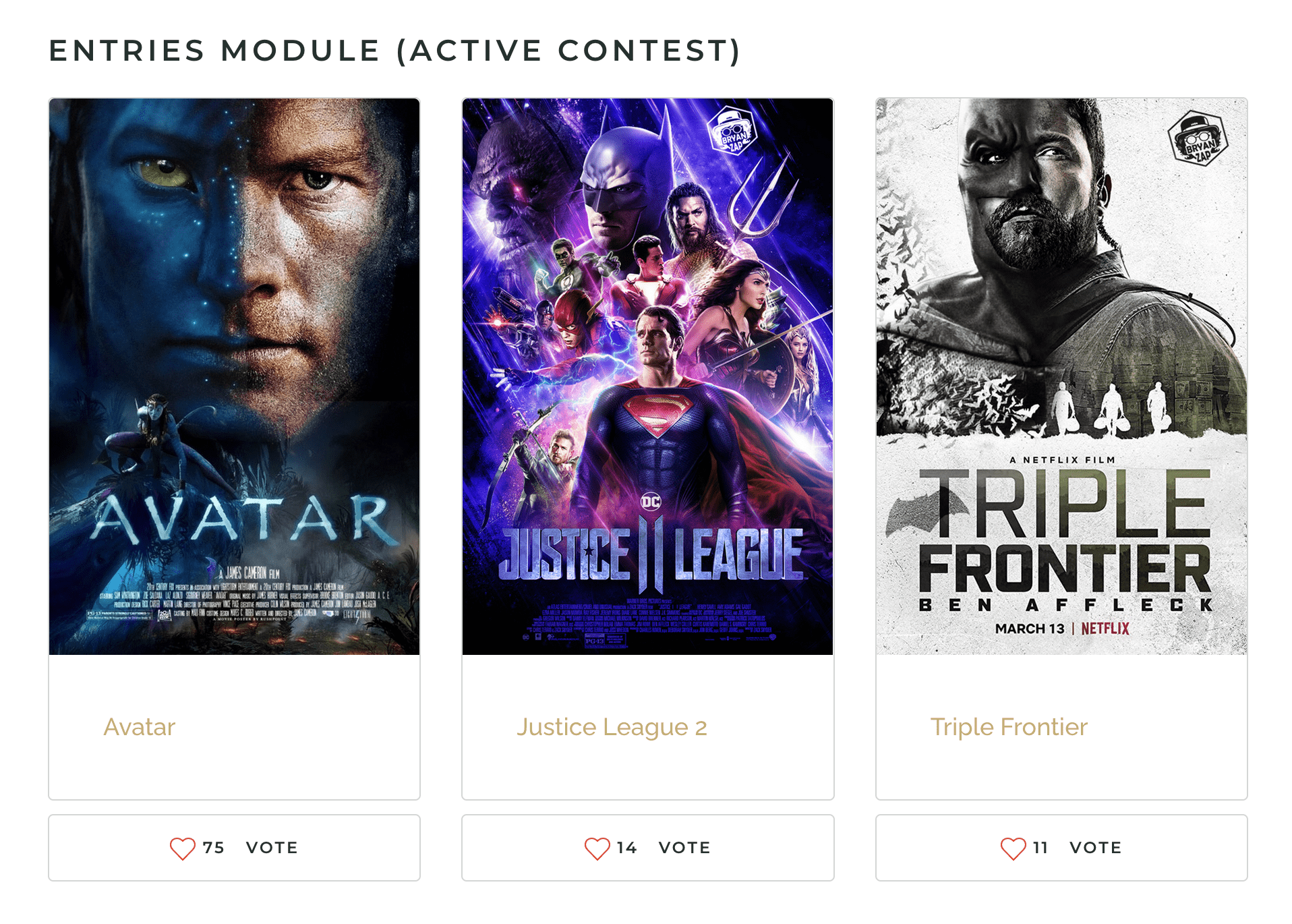 Entries module - front-end
