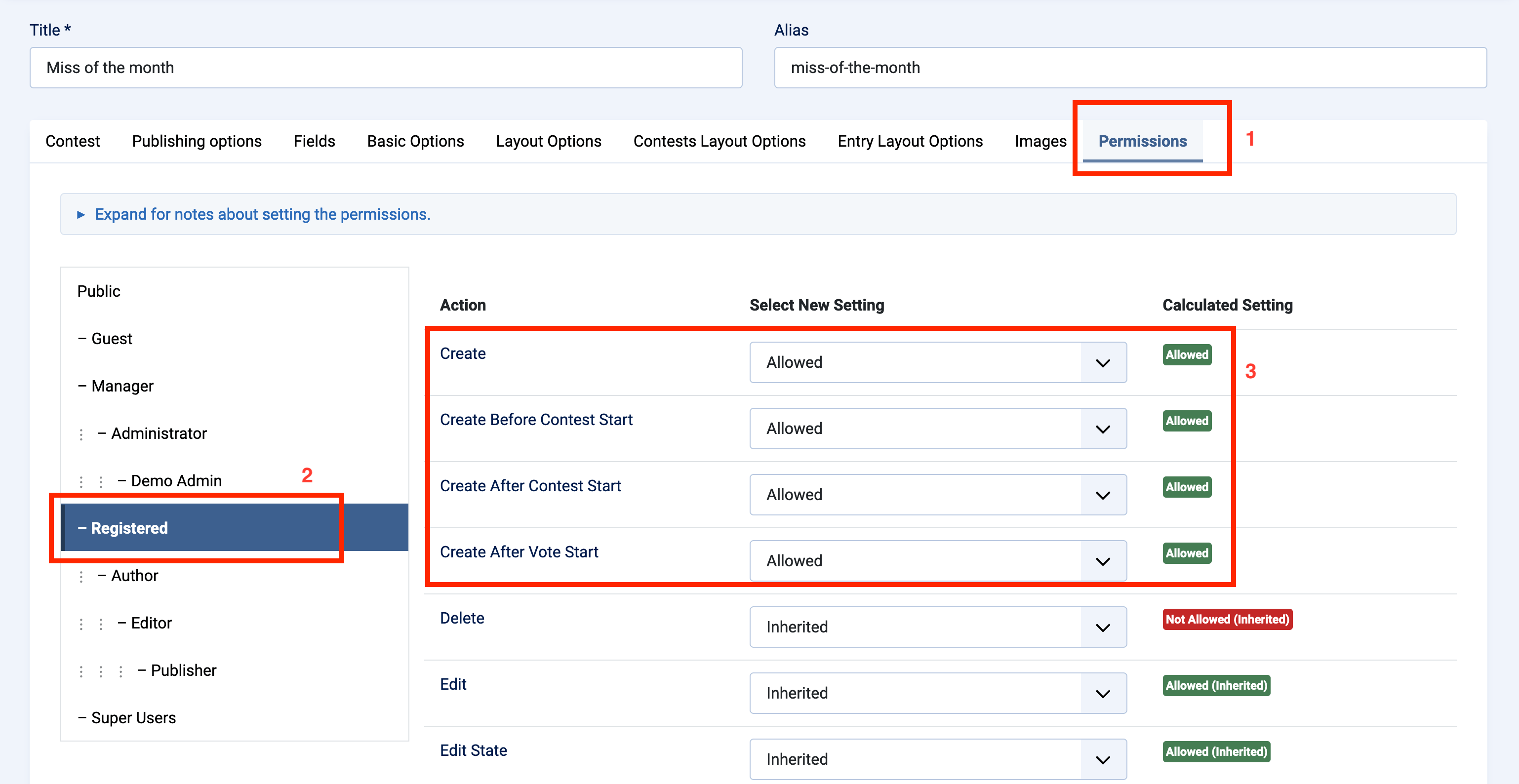 Adding a contest - permissions