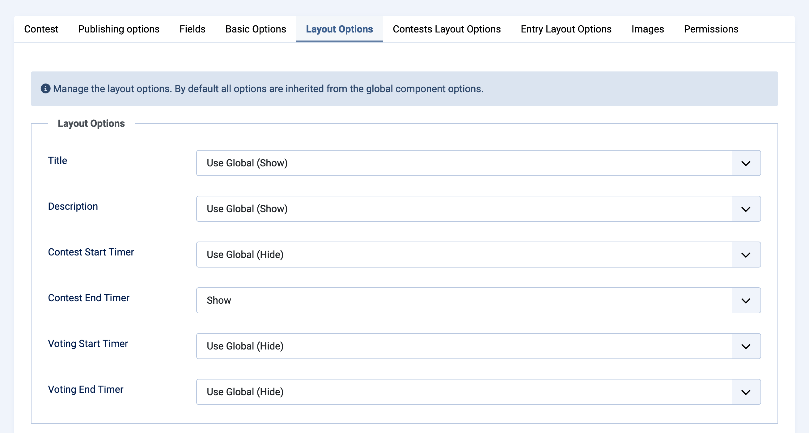 NorrCompetition Contest Layout Options